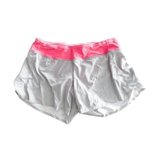 Lululemon Womens Bright Pink Stripe Speed Shorts Pull On Lightweight Size 8 - Picture 1 of 7